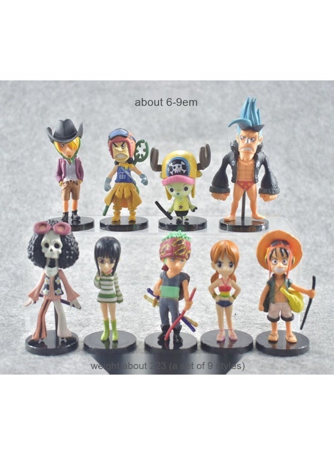One Piece Anime Figure - Black Suit Movie Edition Luffy & Straw Hat Crew Chibi Collectible 