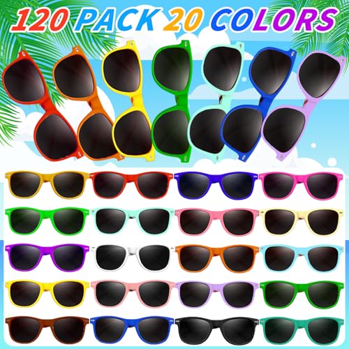 Oleitodh 120 Pack 20 Color Neon Sunglasses Party Favors Bulk80s Retro Style Perfect Colorful Novelty Sun glasses Set for Birthday Party SuppliesBeachPool Party FavorsGoody Bag Favors for Kids Adults - Image 5