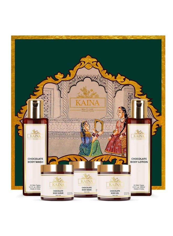 KAINA BEAUTY CARE COLLECTIONS Kaina Chocolate Body Polishing Kit ; Instant Date Ready Glow ; Dead Skin Cell Removal Deep Moisturizing ; Body Scrub Body Gel Body Lotion Body Mask ; Deep Skin Hydration Kit ; Unisex ; (Set Of 5)  - Image 1