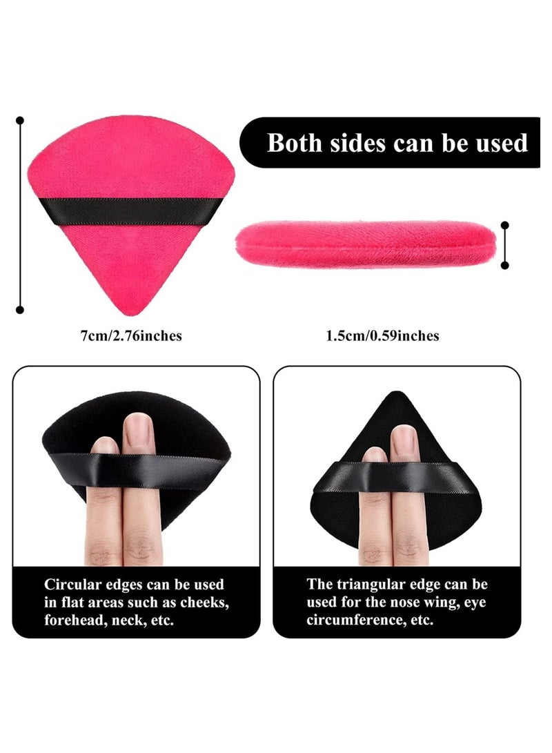 ORiTi مناديل بودرة قطنية نقية، مصنوعة من مخمل قطني لتحديد الوجه وتحت العينين والزوايا، مع حزام، 6 قطع باللون الأسود و6 قطع باللون الأحمر الوردي - Image 3
