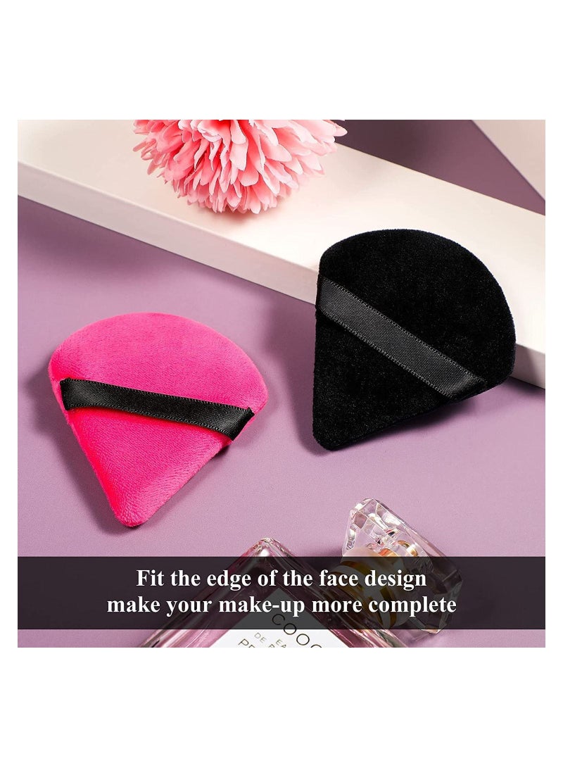 ORiTi مناديل بودرة قطنية نقية، مصنوعة من مخمل قطني لتحديد الوجه وتحت العينين والزوايا، مع حزام، 6 قطع باللون الأسود و6 قطع باللون الأحمر الوردي - Image 5