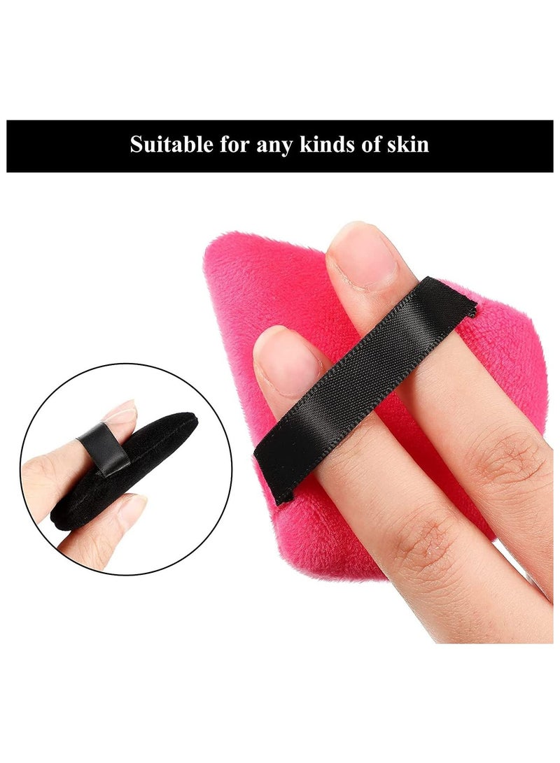 ORiTi مناديل بودرة قطنية نقية، مصنوعة من مخمل قطني لتحديد الوجه وتحت العينين والزوايا، مع حزام، 6 قطع باللون الأسود و6 قطع باللون الأحمر الوردي - Image 2