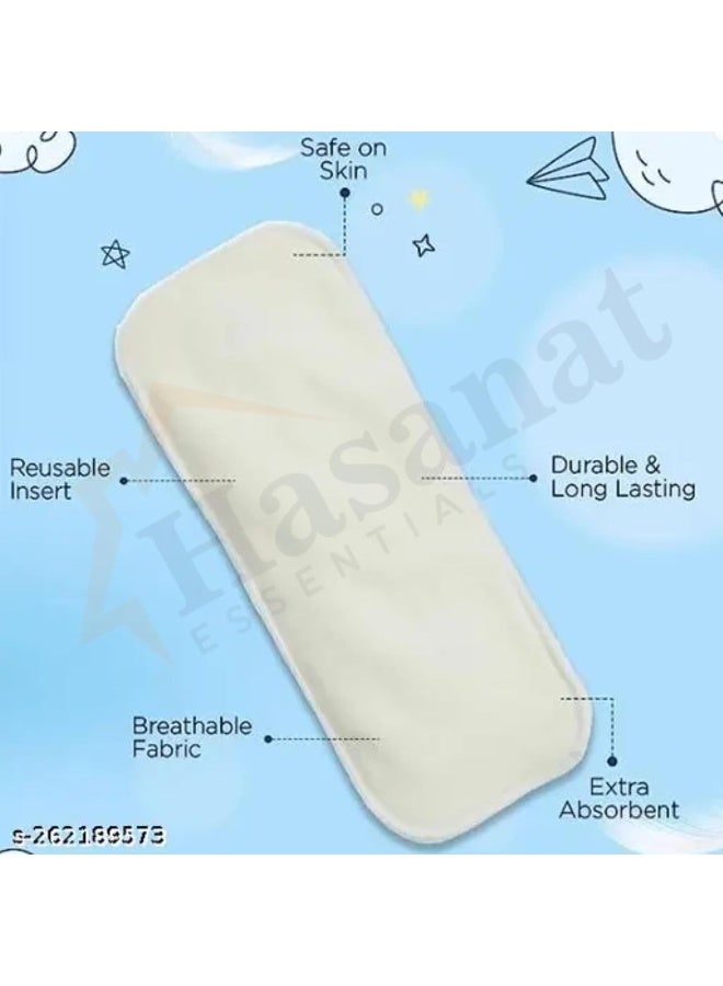 HASANAT ESSENTIALS Essentials Washable Diaper Liners Replacement Infant Toddler Soft Cotton 2 Pcs Packet White - Image 2
