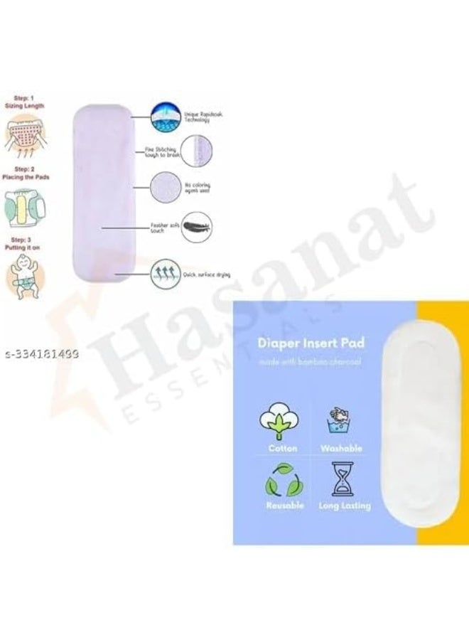 HASANAT ESSENTIALS Essentials Washable Diaper Liners Replacement Infant Toddler Soft Cotton 2 Pcs Packet White - Image 4