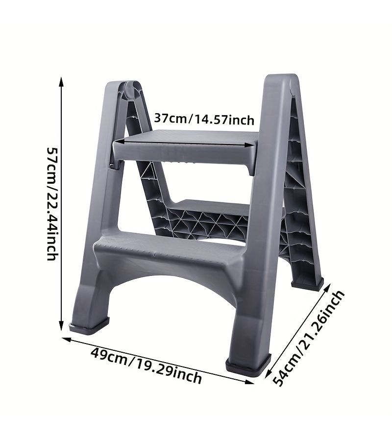 2 Step Folding Ladder Non Slip Wide Treads Easy Carry Home Construction - Image 4