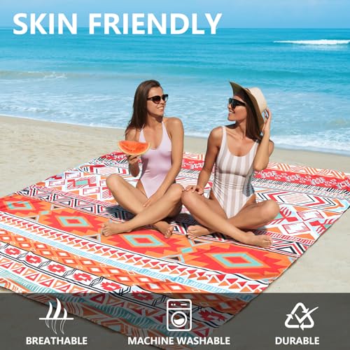 HIHOHO Beach Blanket Waterproof Sandproof Extra Large Beach Mat 79" X 83"/120"x108"for 1-8 Adults Quick Drying Durable Outdoor Picnic Mat for Beach Travel Camping Hiking - Image 3