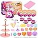 Auney Tea Party Set Toys for Girls Tin Unicorn Tea Set Pretend Play Girls Toys Gifts for Age 36 Kids Toys Gifts for Toddlers Including Carrying Case New Unicorn - Image 4