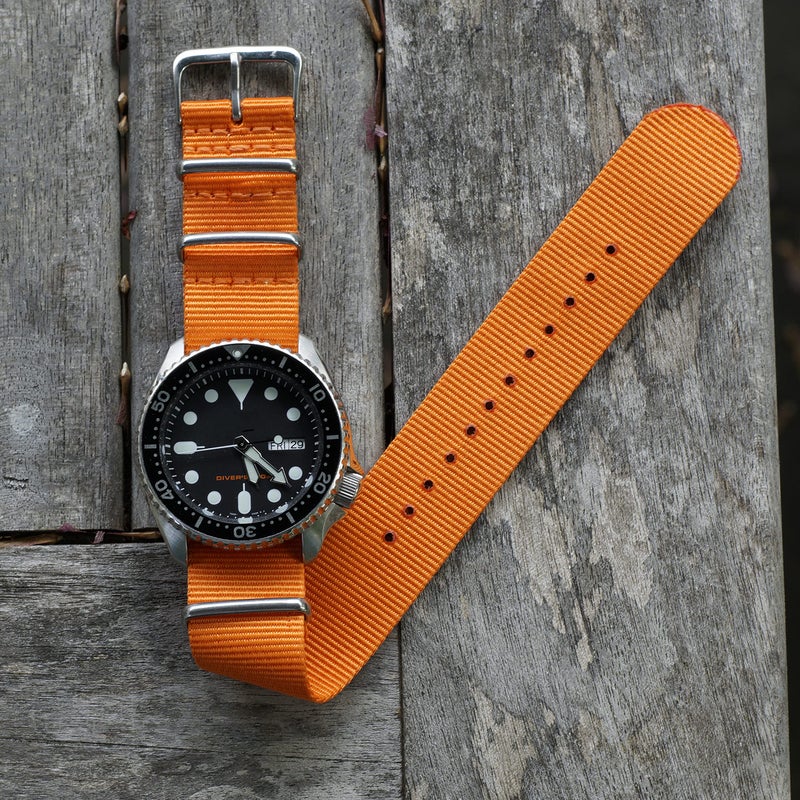 Benchmark Basics Nylon Watch Band - Waterproof Ballistic Nylon One-Piece Military Watch Straps for Men & Women (20mm, Orange) - Image 4