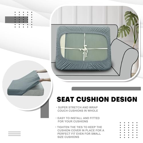 ZNSAYOTX Sectional Couch Covers for L Shaped Chaise Lounge 1 Piece Separate Cushion Couch Universal Replacement Unique Pattern Furniture Protector with Elastic Bottom (Light Gray, Chaise Cover) - Image 4