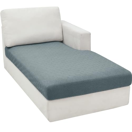 ZNSAYOTX Sectional Couch Covers for L Shaped Chaise Lounge 1 Piece Separate Cushion Couch Universal Replacement Unique Pattern Furniture Protector with Elastic Bottom (Light Gray, Chaise Cover) - Image 1