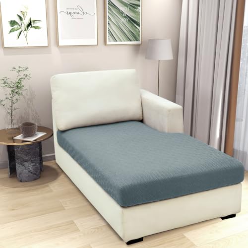 ZNSAYOTX Sectional Couch Covers for L Shaped Chaise Lounge 1 Piece Separate Cushion Couch Universal Replacement Unique Pattern Furniture Protector with Elastic Bottom (Light Gray, Chaise Cover) - Image 2