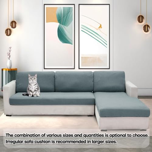 ZNSAYOTX Sectional Couch Covers for L Shaped Chaise Lounge 1 Piece Separate Cushion Couch Universal Replacement Unique Pattern Furniture Protector with Elastic Bottom (Light Gray, Chaise Cover) - Image 5