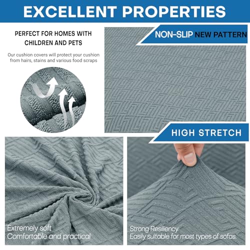 ZNSAYOTX Sectional Couch Covers for L Shaped Chaise Lounge 1 Piece Separate Cushion Couch Universal Replacement Unique Pattern Furniture Protector with Elastic Bottom (Light Gray, Chaise Cover) - Image 3
