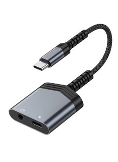 mpBLBERRI 2-in-1 Type-C to Type-C and 3.5mm Jack Audio & Charging Adapter MpBlberri BLB-OT556 - Black & Grey  - Image 1