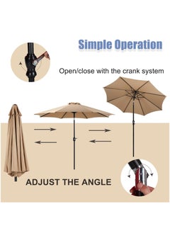 GUDOO 9FT Outdoor Patio Umbrella with Push Button Tilt and Crank Outdoor Yard/Market Table Umbrella UV Protection and Waterproof for Garden Deck Backyard Pool  - Image 2