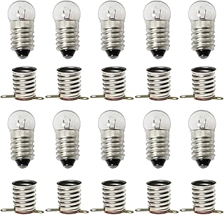 SQXBK SQXBK Mini Light Bulb Kit  10PCS E10 1.5V/0.3A Miniature Screw Base Light Bulbs and 10PCS E10 Golden Light Socket Bulbs  - Image 1