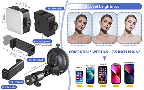 LenTok Suction Cup Mirror Phone Holder with Light, Travel Wall Phone Camera Mount for Makeup Content Creator Essentials, Mirror Tripod for Bathroom Kitchen Compatile with All Smooth Surface - Image 5