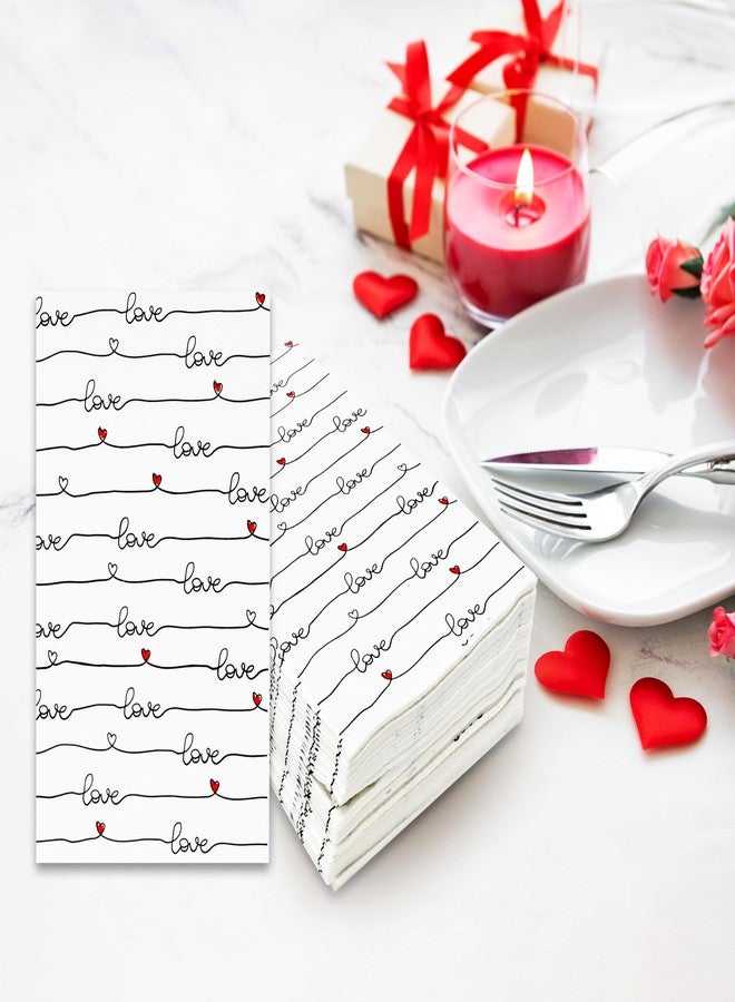 Gift Boutique 100 قطعة من مناديل الضيوف القلبية الحمراء ليوم الحب القابل للتصرف لمناسبة عيد الحب وحفلات الزفاف وأعياد الميلاد - Image 4