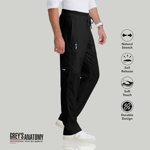 BARCO Grey’s Anatomy Classic Evan Scrub Pant for Men – Black, 5-Pocket Zip-Fly Scrub Bottoms with Natural Stretch, Soil Release Fabric, and Super-Soft Finish – Medium, Regular Fit - Image 3