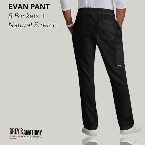 BARCO Grey’s Anatomy Classic Evan Scrub Pant for Men – Black, 5-Pocket Zip-Fly Scrub Bottoms with Natural Stretch, Soil Release Fabric, and Super-Soft Finish – Medium, Regular Fit - Image 2