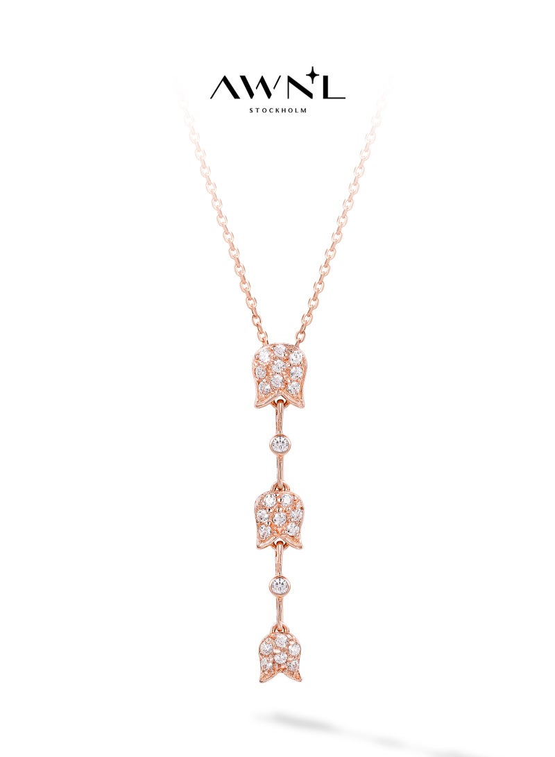 AWNL Women's Y Design Pendant Necklace Lily of the Valley Floral Charm with 925 Sterling Silver and CZ Diamonds Gift for Women Wife Girlfriend - Image 1