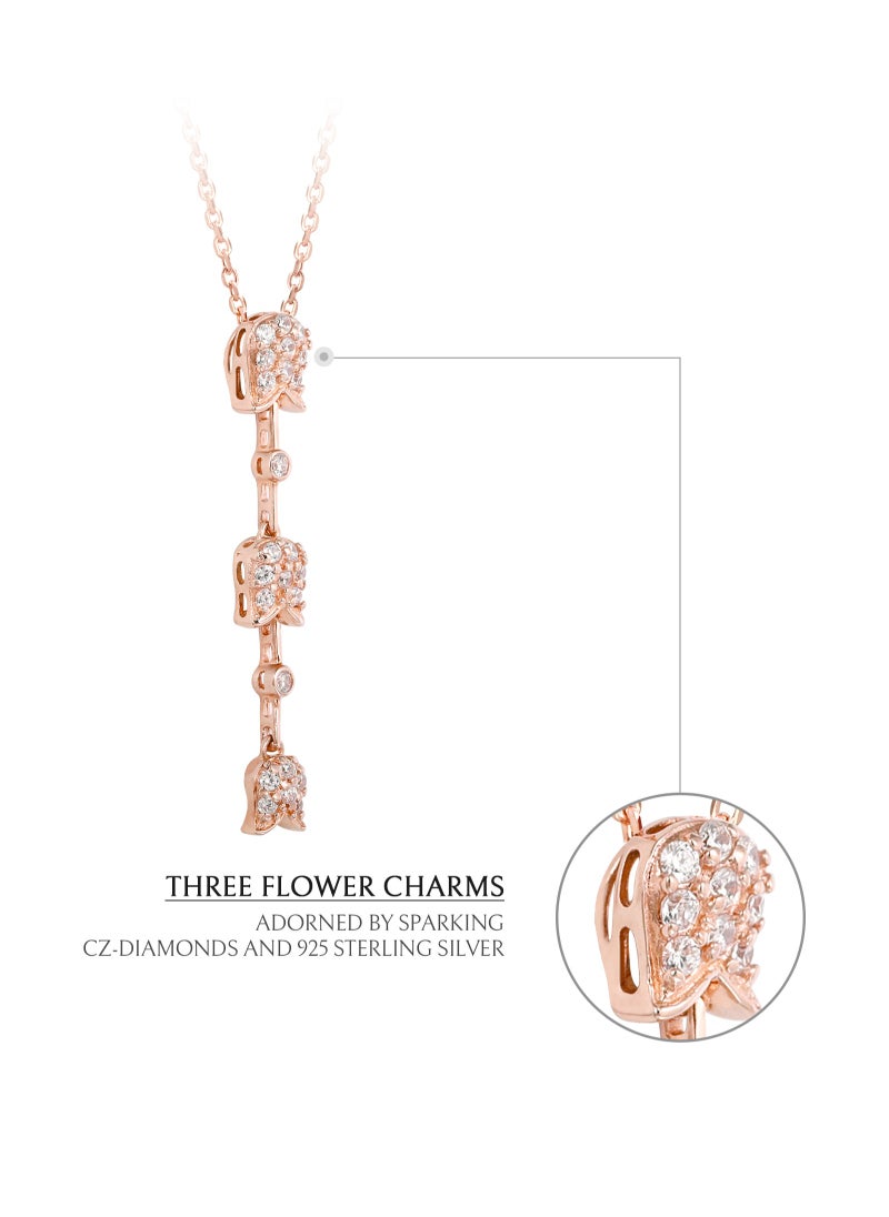 AWNL - Women's Y Design Pendant Necklace Lily of the Valley Floral Charm with 925 Sterling Silver and CZ Diamonds Gift for Women Wife Girlfriend - Image 1