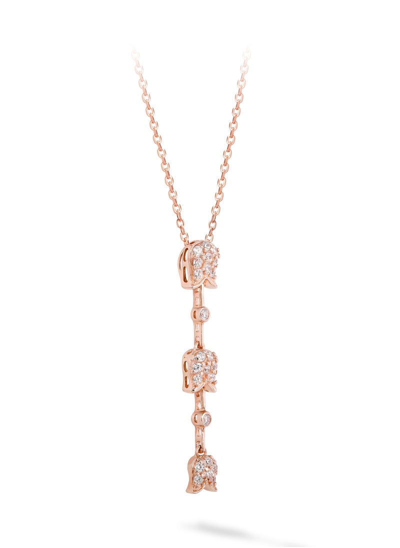 AWNL - Women's Y Design Pendant Necklace Lily of the Valley Floral Charm with 925 Sterling Silver and CZ Diamonds Gift for Women Wife Girlfriend - Image 1