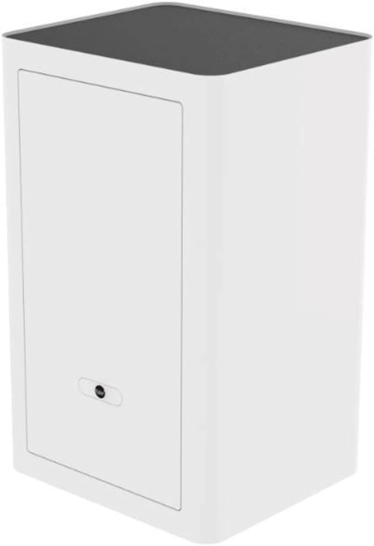 ييل خزنة Yale عالية الأمان ببصمة الإصبع أنيقة، مفتاح ميكانيكي لتجاوز القفل، إضاءة داخلية وبطانة مخملية فاخرة، لون أبيض - Image 1