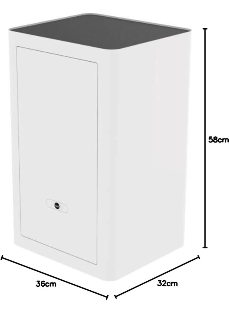 ييل خزنة Yale عالية الأمان ببصمة الإصبع أنيقة، مفتاح ميكانيكي لتجاوز القفل، إضاءة داخلية وبطانة مخملية فاخرة، لون أبيض - Image 2