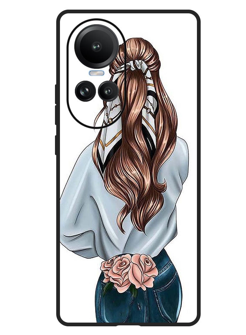 Theodor Protective Case Anti Scratch Shock Proof Bumper Cover For Oppo Reno 10/10 Pro Pink Rose Girl - Image 1