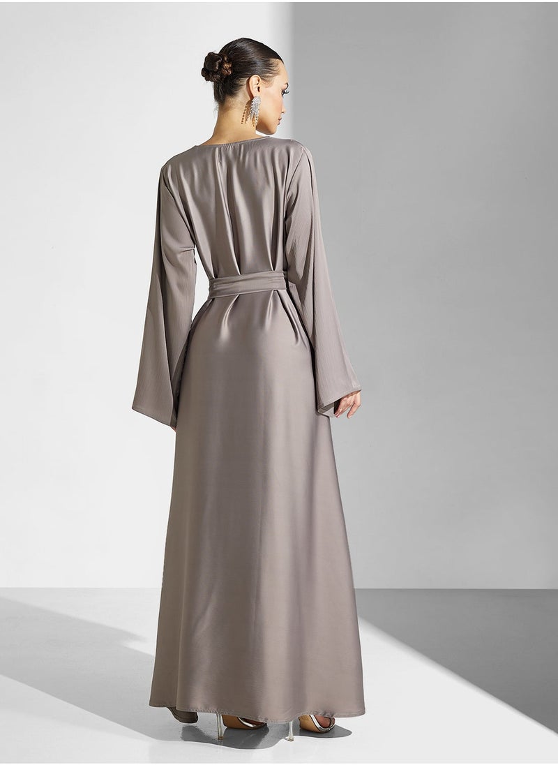 hayas closet Embellished Jalabiya with Belt - Image 2