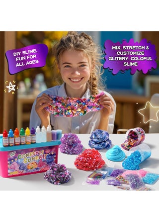 Confetti Slime Making Kit - DIY Slime Kit with Clear Glue, Color Dyes & Glitter Decorations, Complete Slime Craft Set for Kids Ages 6+ - view 2