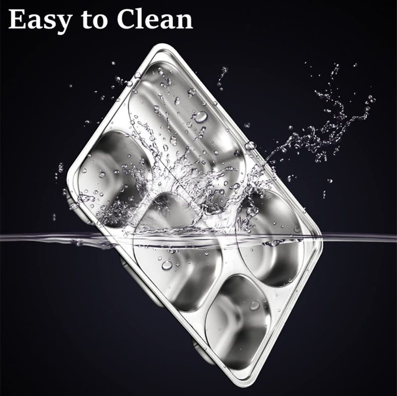 Tebery Tebery 3 Pack Stainless Steel Rectangular Divided Plates Tray  5 Sections Dinner Plates for Adults Kids  Picky Eaters  Campers  and Portion Control  - Image 4