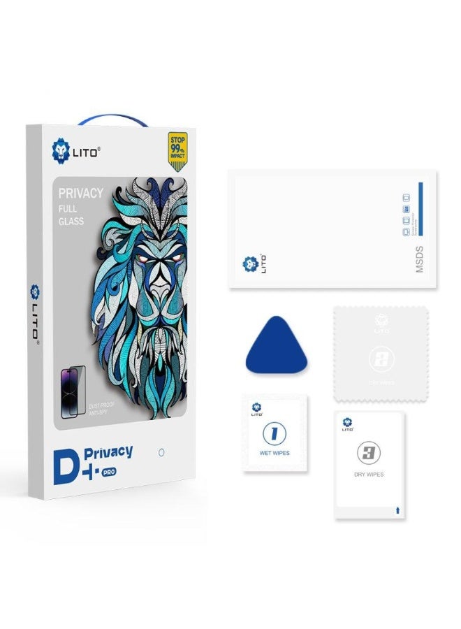 ليتو واقي شاشة Lito D+ Pro عالي الدقة من الزجاج المقوى للخصوصية لهاتف iPhone 14 واقي شاشة مضاد للتجسس - تغطية كاملة للشاشة / تركيب عالي الدقة سهل، أسود - Image 4