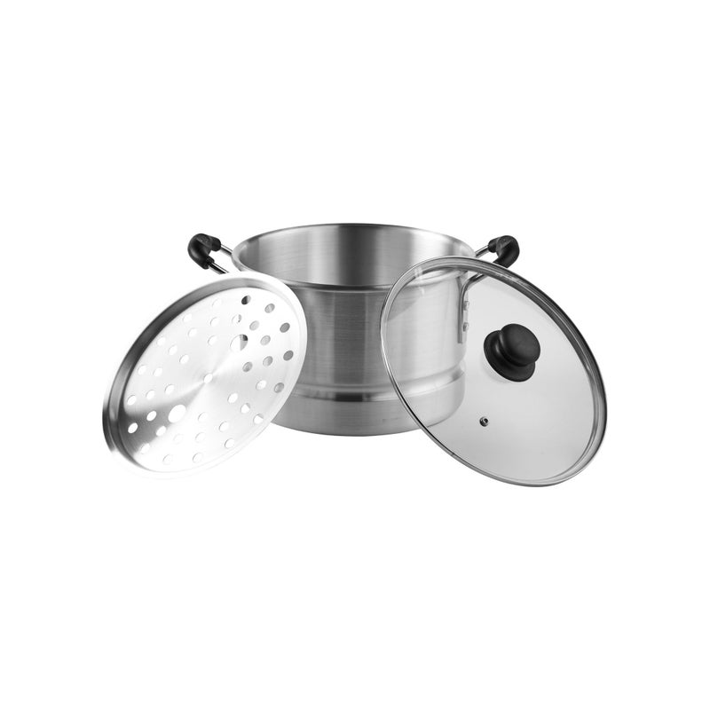 IMUSA USA MEXICANA410 Aluminum Steamer with Glass Lid 10Quart Silver 10Qt