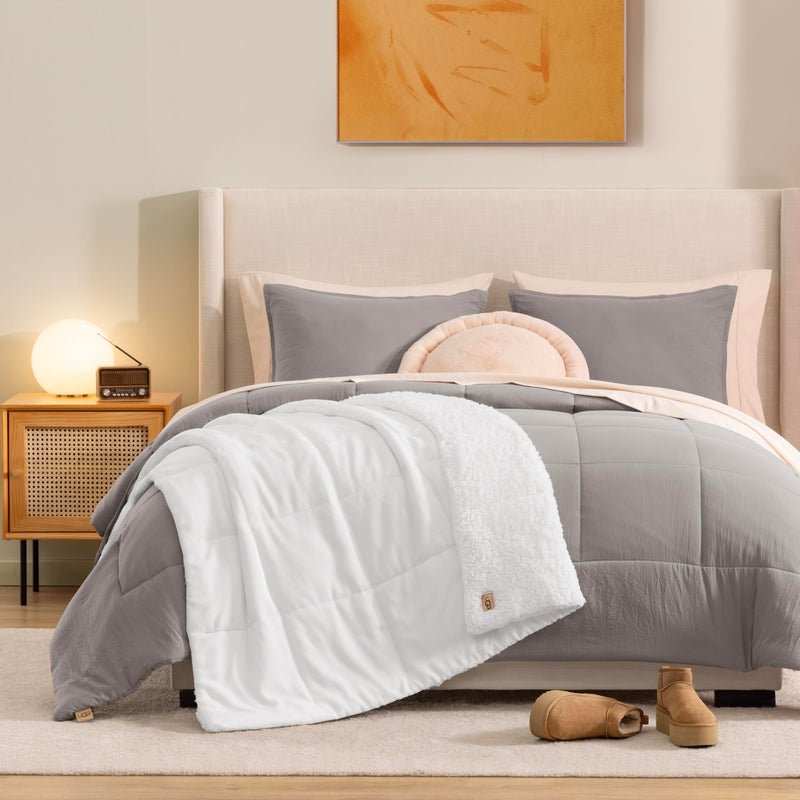 UGG Nita Throw Blanket for Couch, Soft Reversible Plush Throw for Bed or Living Room, Cozy Fluffy Soft Blanket, Washable Bedding, Spring Decor, 50-inch x 70-inch, White Snow - Image 3