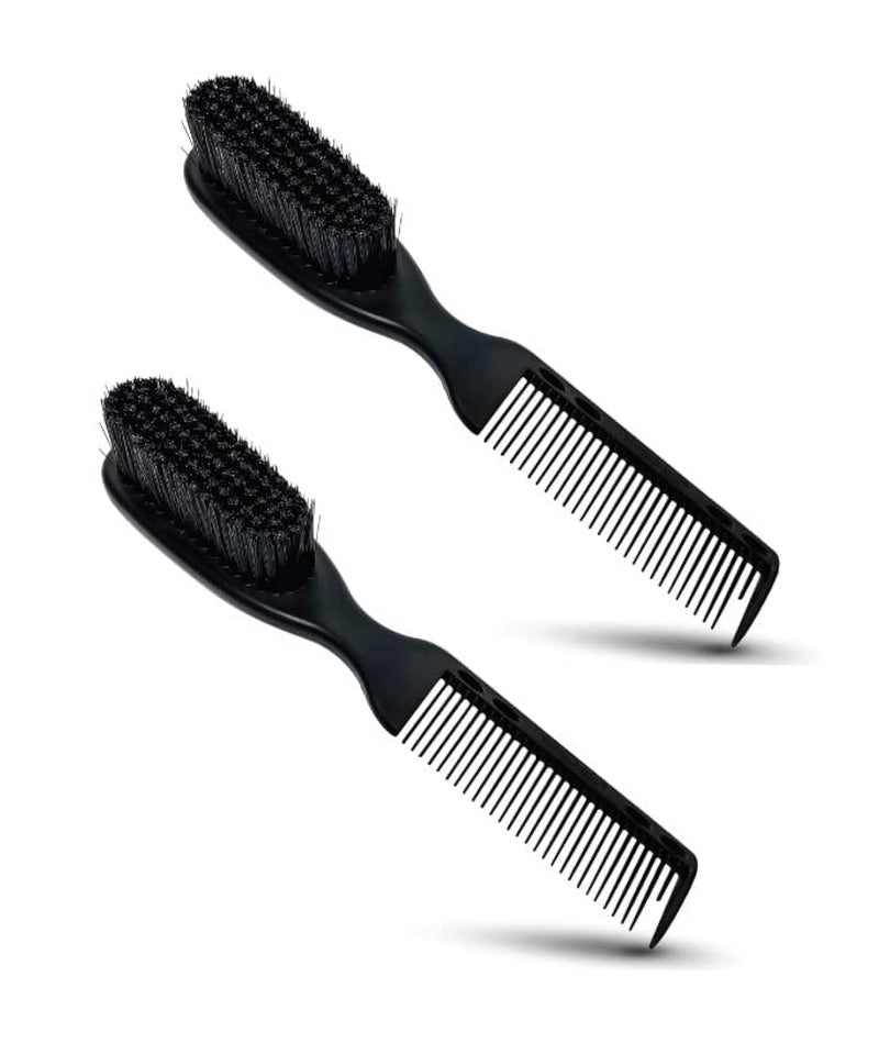 TRU BARBER PRO Fading Brush 2PCS Bundle, Barber Fade Brush, Cleaning Brush for clippers,Beard Brush,Stylist Comb Hair Styling Tool - Image 1