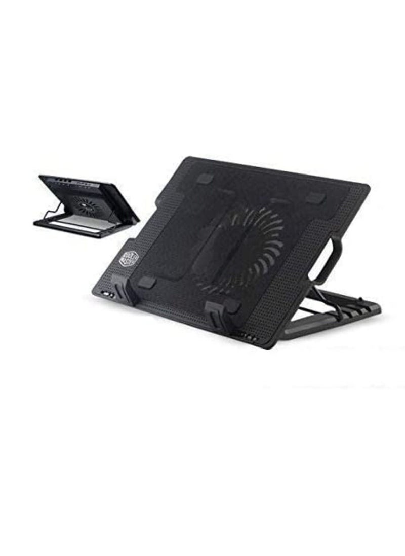 Generic Generic Laptop Cooling Pad With Noiseless Fan Adjustable Tilt Laptop Stand USB Powered With Blue LED Cable Included Up to 15.6 inches Laptop Size Black  - Image 1