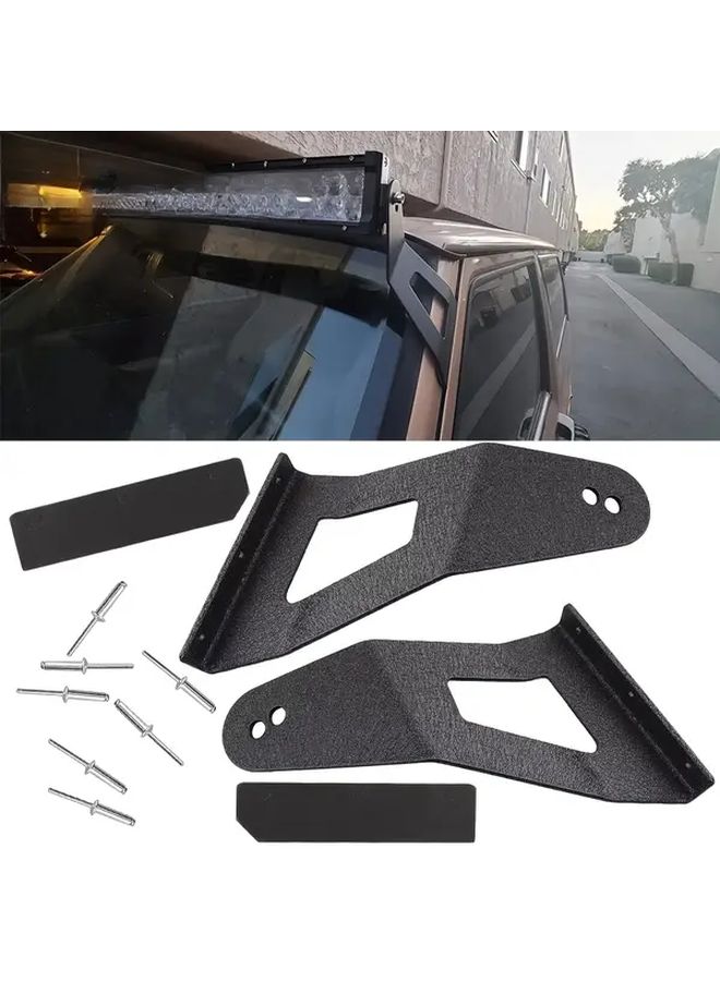 Black All Metal Light Bar Brackets with Foam Pads for 52 Inch Curved Bars 2 Pairs - Image 1