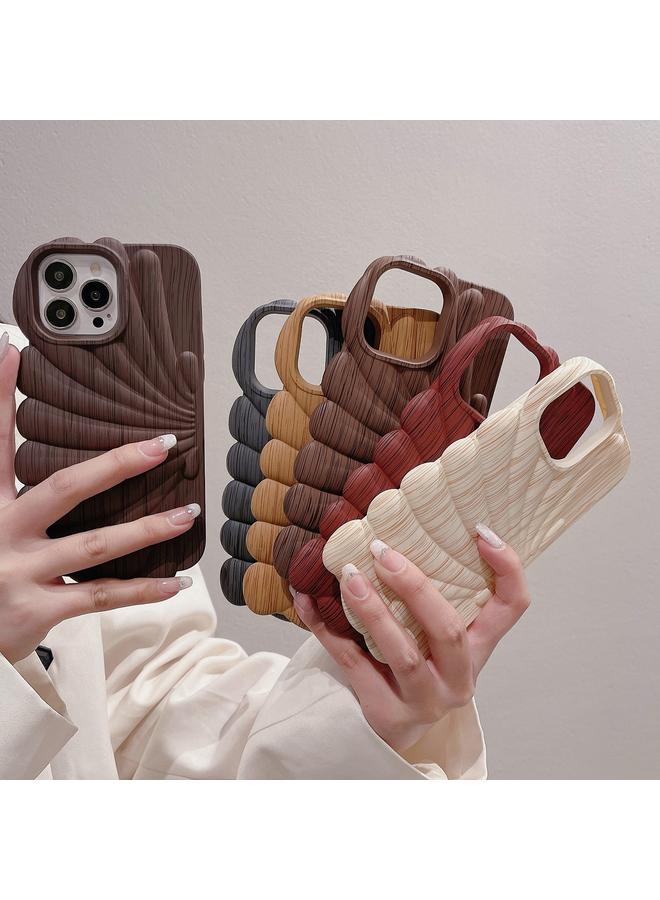 Zaboon Case For iPhone 12 Wood Grain Shell Shape TPU Phone Case - Image 2