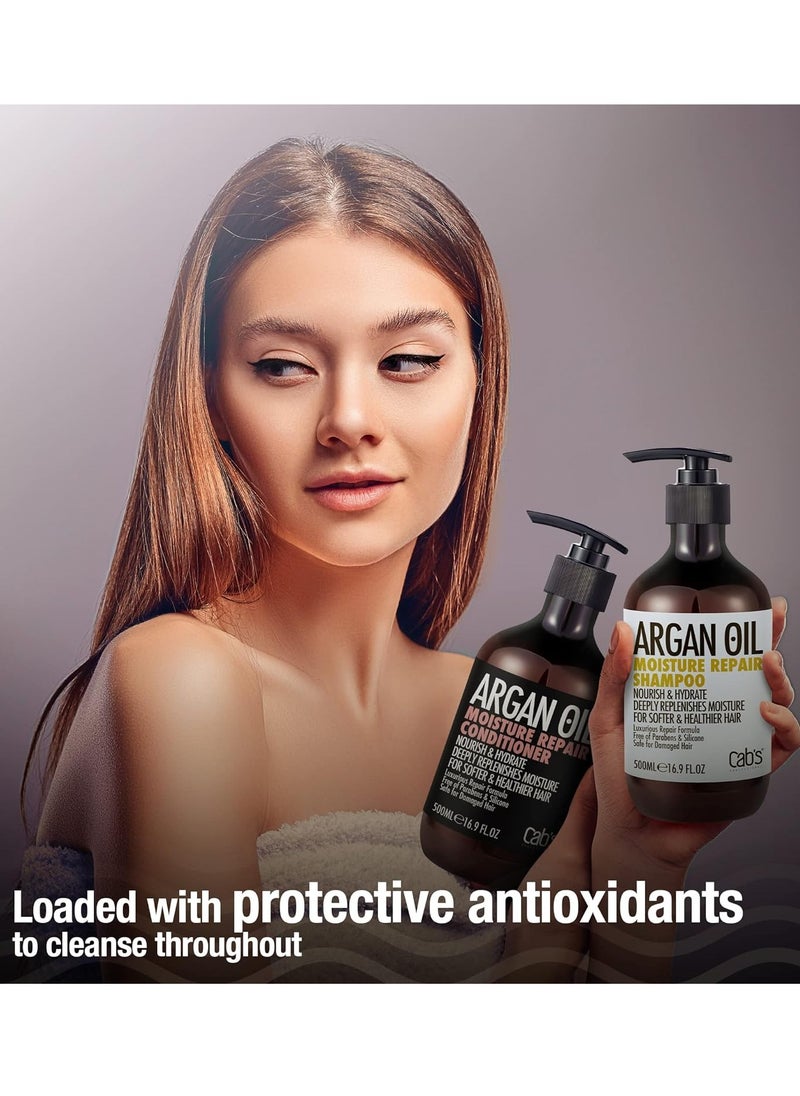 Cab's Professional Cab's Argan Oil Moisture Repair Shampoo and Conditioner Set, Sulphate Free, Good for Damaged /Dry /Curly or Frizzy Hair (mild scent, 2x 16.9 Fl Oz / 500ml)  - Image 5