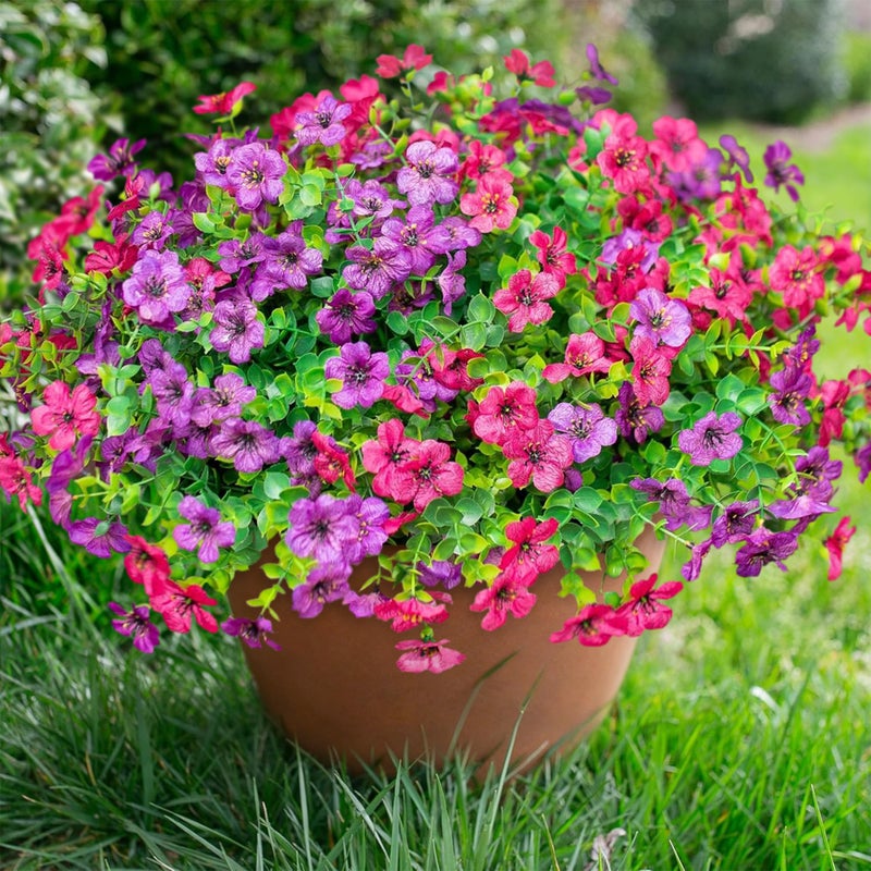 florisso Artificial Flowers for Outdoors Daisy 12 Bundles for Home Decoration, Faux Flower Fake Plants Outside Decoration with Eucalyptus UV Resistant for Planter Porch Patio Yard Garden - Image 1
