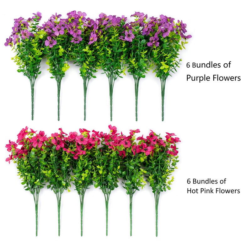 florisso Artificial Flowers for Outdoors Daisy 12 Bundles for Home Decoration, Faux Flower Fake Plants Outside Decoration with Eucalyptus UV Resistant for Planter Porch Patio Yard Garden - Image 3