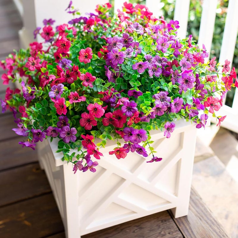 florisso Artificial Flowers for Outdoors Daisy 12 Bundles for Home Decoration, Faux Flower Fake Plants Outside Decoration with Eucalyptus UV Resistant for Planter Porch Patio Yard Garden - Image 2