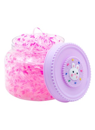 Duravel 300 Pcs Mini Hair Elastic Bands for Girls, Clear and Pink, Small Rubber Ties in Cute Bunny Jar, Braids and Ponytails