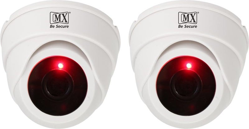 MX كاميرا مراقبة وهمية لاسلكية مزودة بحساس الأشعة تحت الحمراء مع ضوء LED أحمر - عبوة من 2 - Image 1