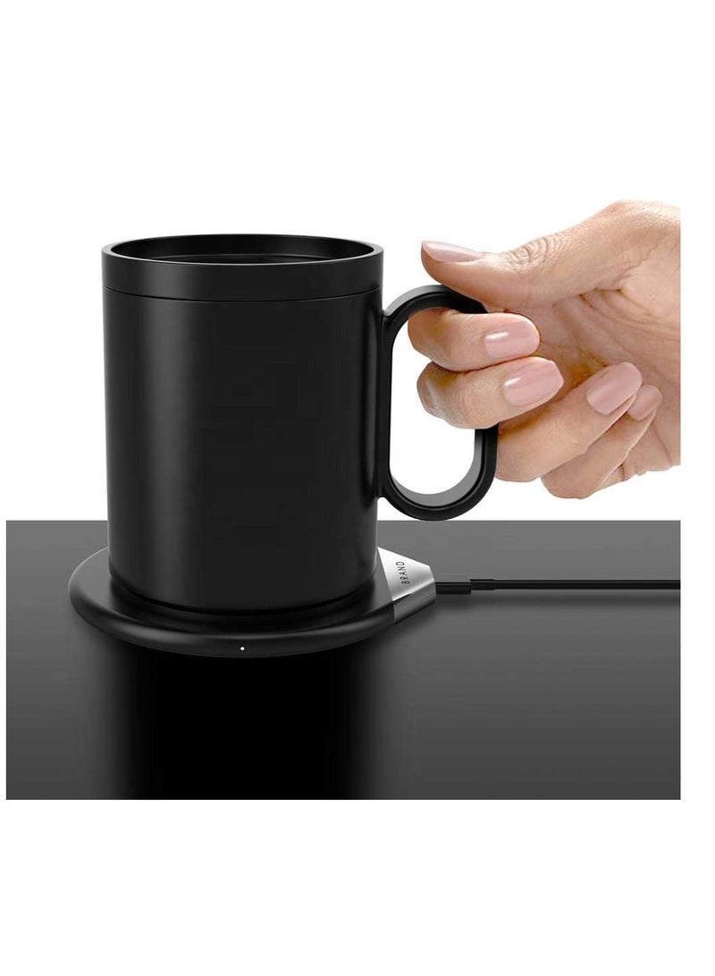 SOLARAE سخان أكواب القهوة الذكي الكهربائي كوب مشروبات سطح المكتب سخان رقمي باللمس وسادة لحرارة الشاي والماء والكاكاو وطعام الأطفال والحليب باللون الأسود - Image 1