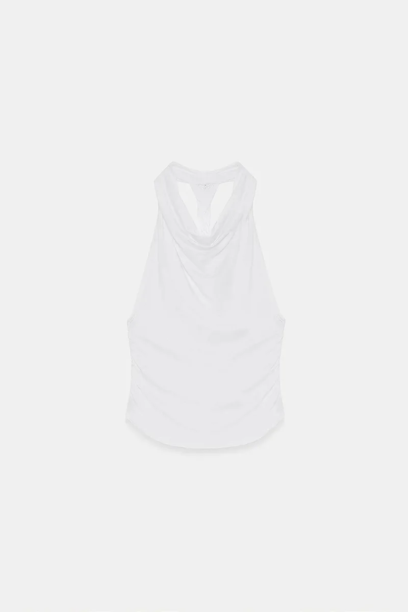 Dilvin White DILVIN Sleeveless Backless Cowl Neck Blouse for Women | Best Price UAE