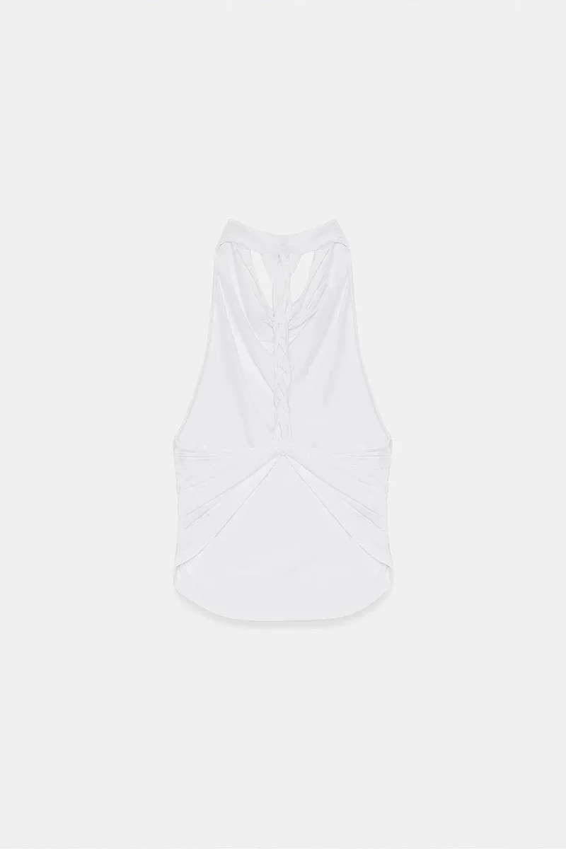 Dilvin White DILVIN Sleeveless Backless Cowl Neck Blouse for Women | Best Price UAE