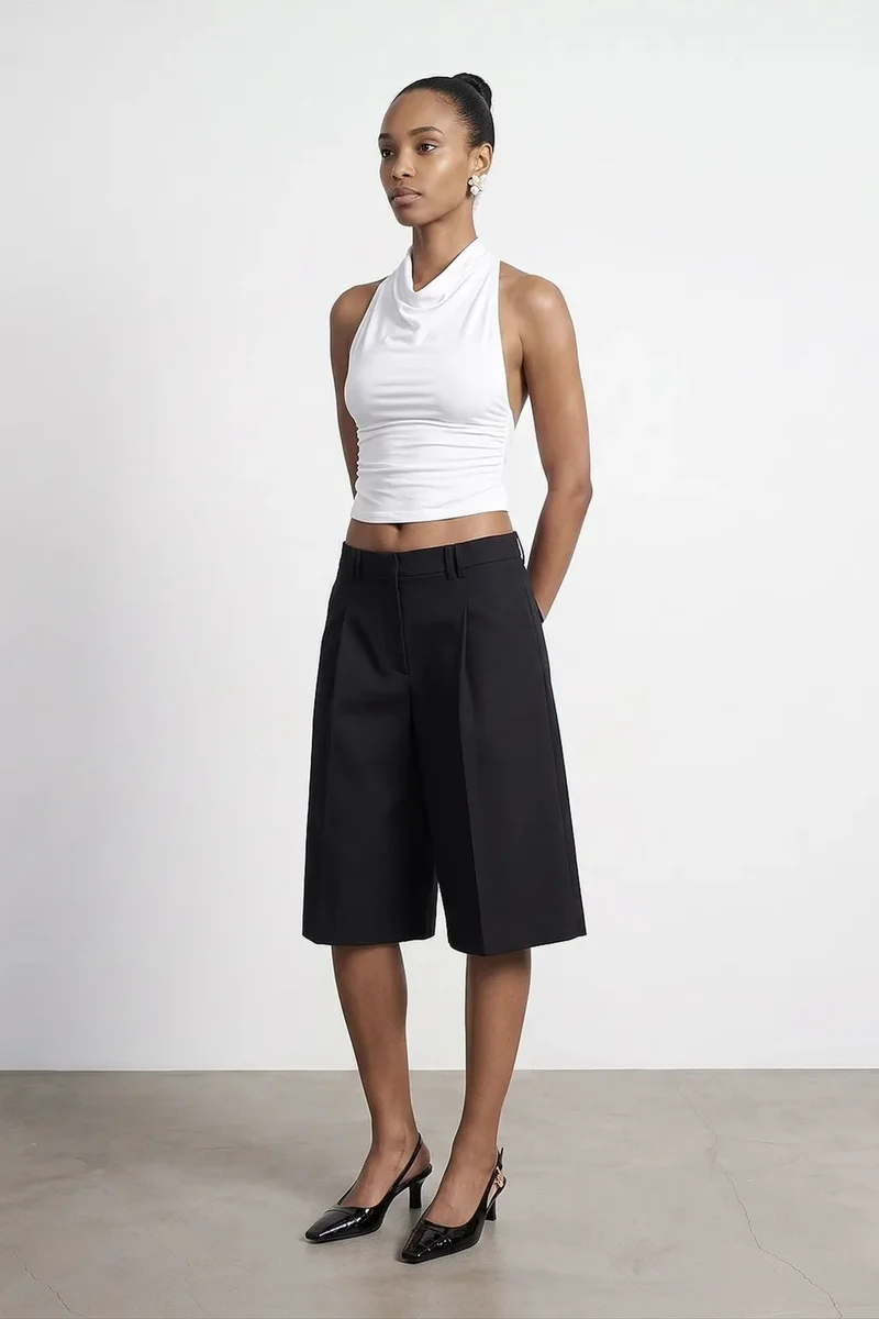 Dilvin White DILVIN Sleeveless Backless Cowl Neck Blouse for Women | Best Price UAE